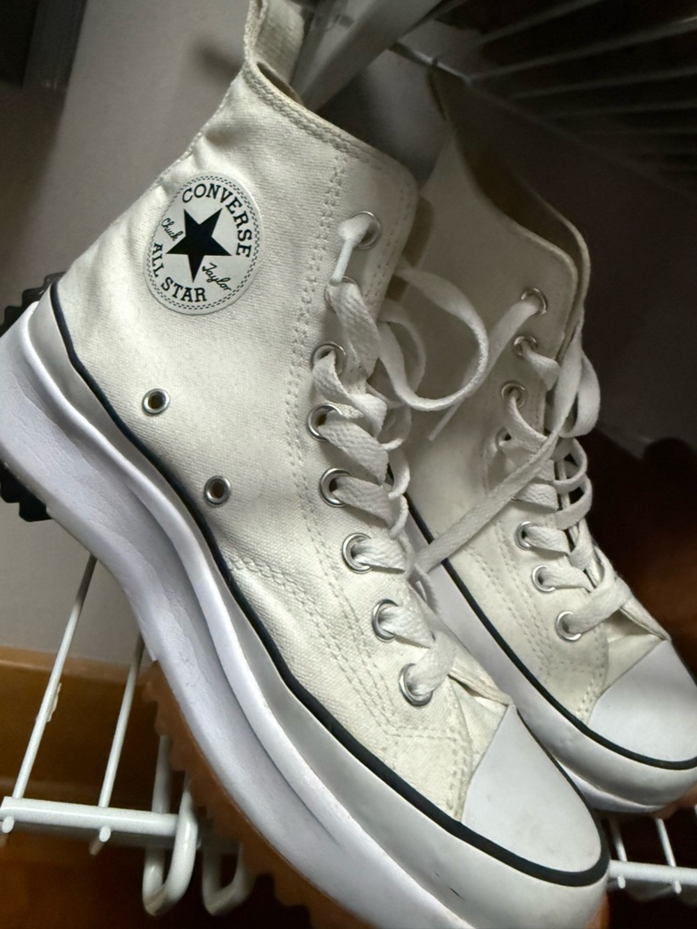 Converse Platform High Top Sneakers in Off-White with Gum Sole - Picture 7 of 9